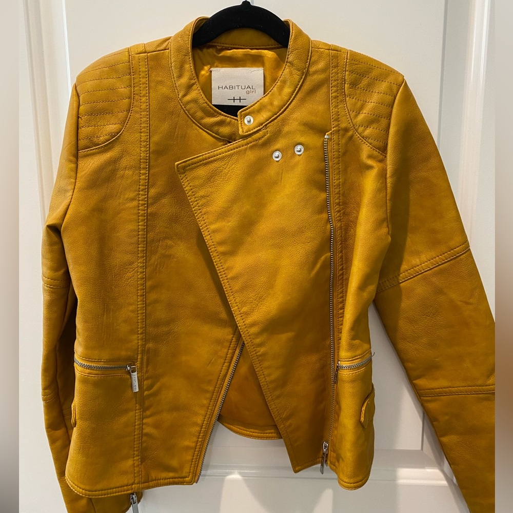 Habitual Kids Vegan Leather Mustard Coat Coat, Size 10